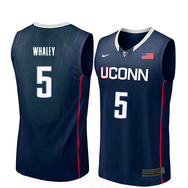 Men Uconn Huskies #5 Isaiah Whaley College Basketball Jerseys-Navy